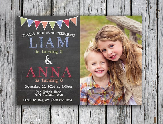 Double Birthday Party Invitations
 Twins Birthday Invitation Joint Birthday Party Invite