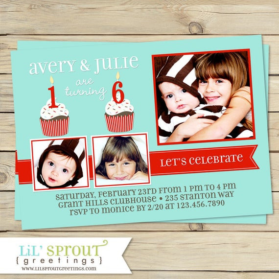 Double Birthday Party Invitations
 Dual Birthday Party Invitations Printable Double Birthday