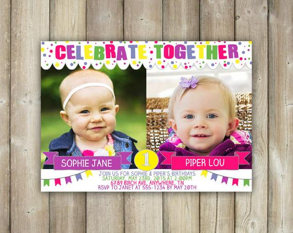 Double Birthday Party Invitations
 Joint Birthday Invitation Double Birthday Party Invite Twins