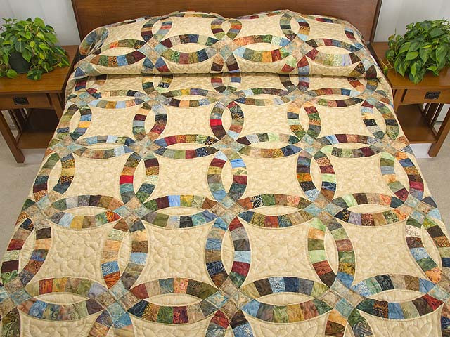 Double Wedding Ring
 King Hand Painted Double Wedding Ring Quilt