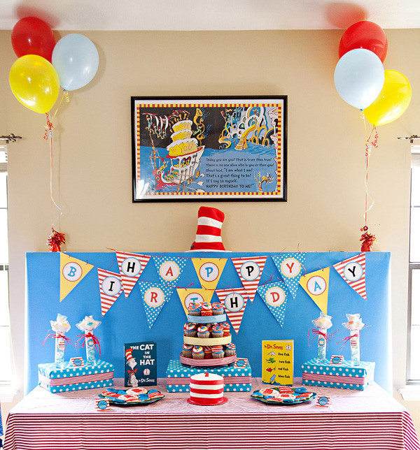 Dr Seuss 1st Birthday Party Decorations
 Dr Suess Birthday Party Food Lorax Cupcakes