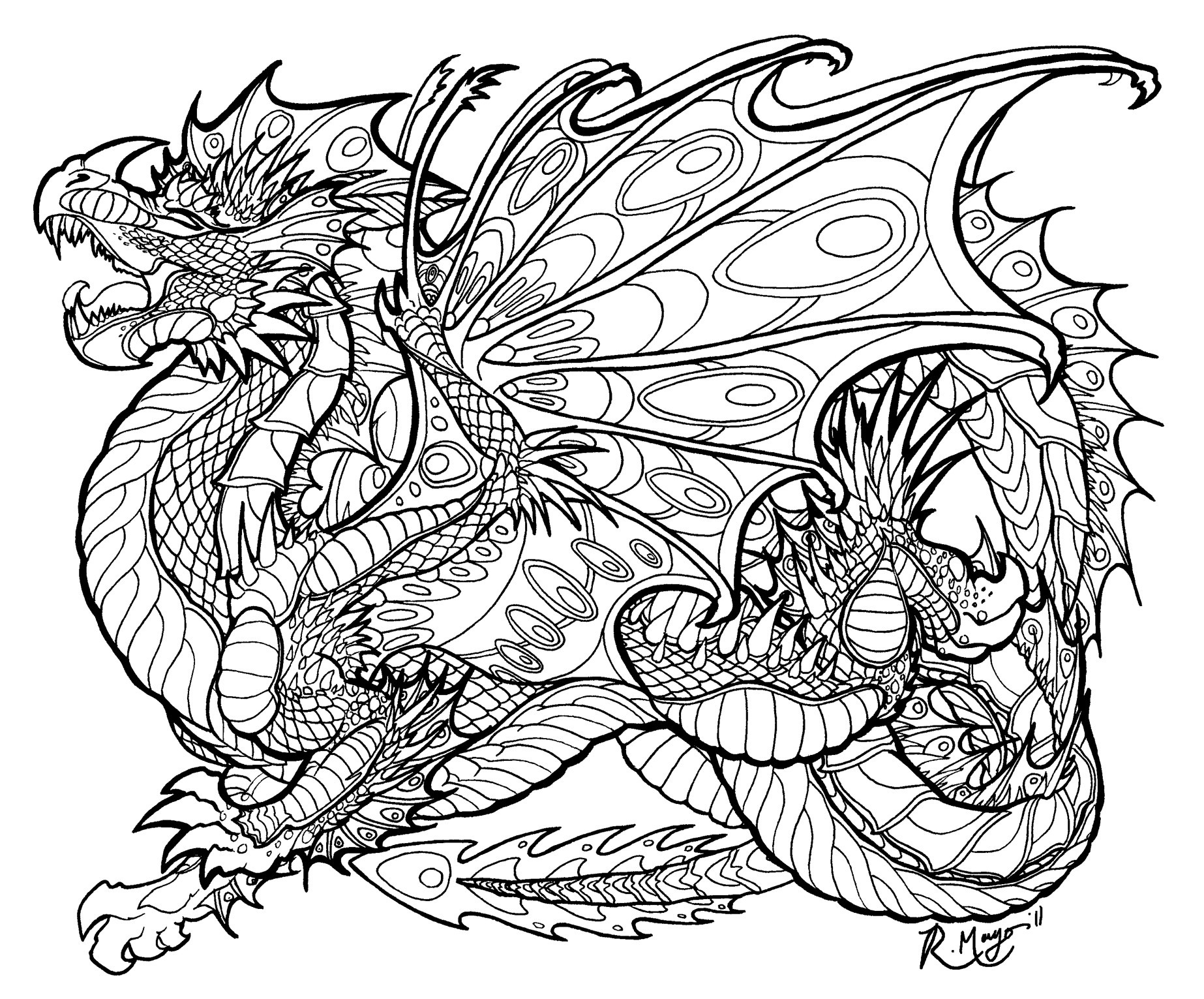 Dragon Coloring Pages For Adults
 Malachite Sentinel lineart by rachaelm5viantart on