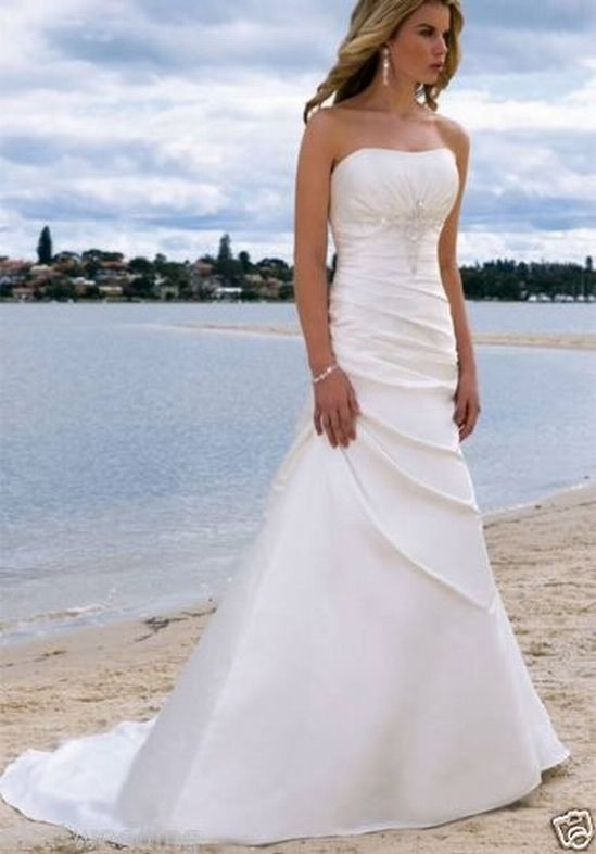 Dress For Beach Wedding
 New Strapless White ivory Beach Gown beach Wedding Dress