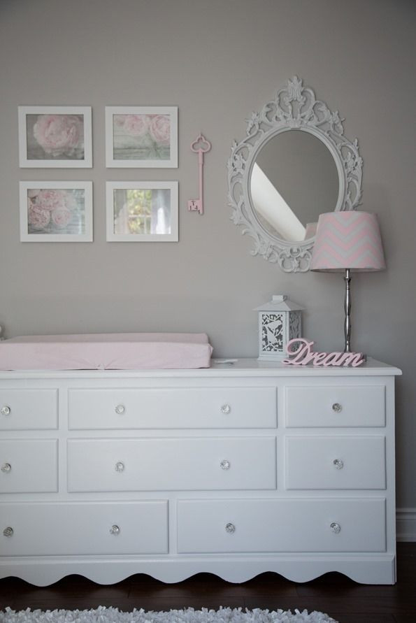 Dresser For Baby Room
 pinkwhitegraynurserybabygirl 0111 Pink and Gray Baby Girl