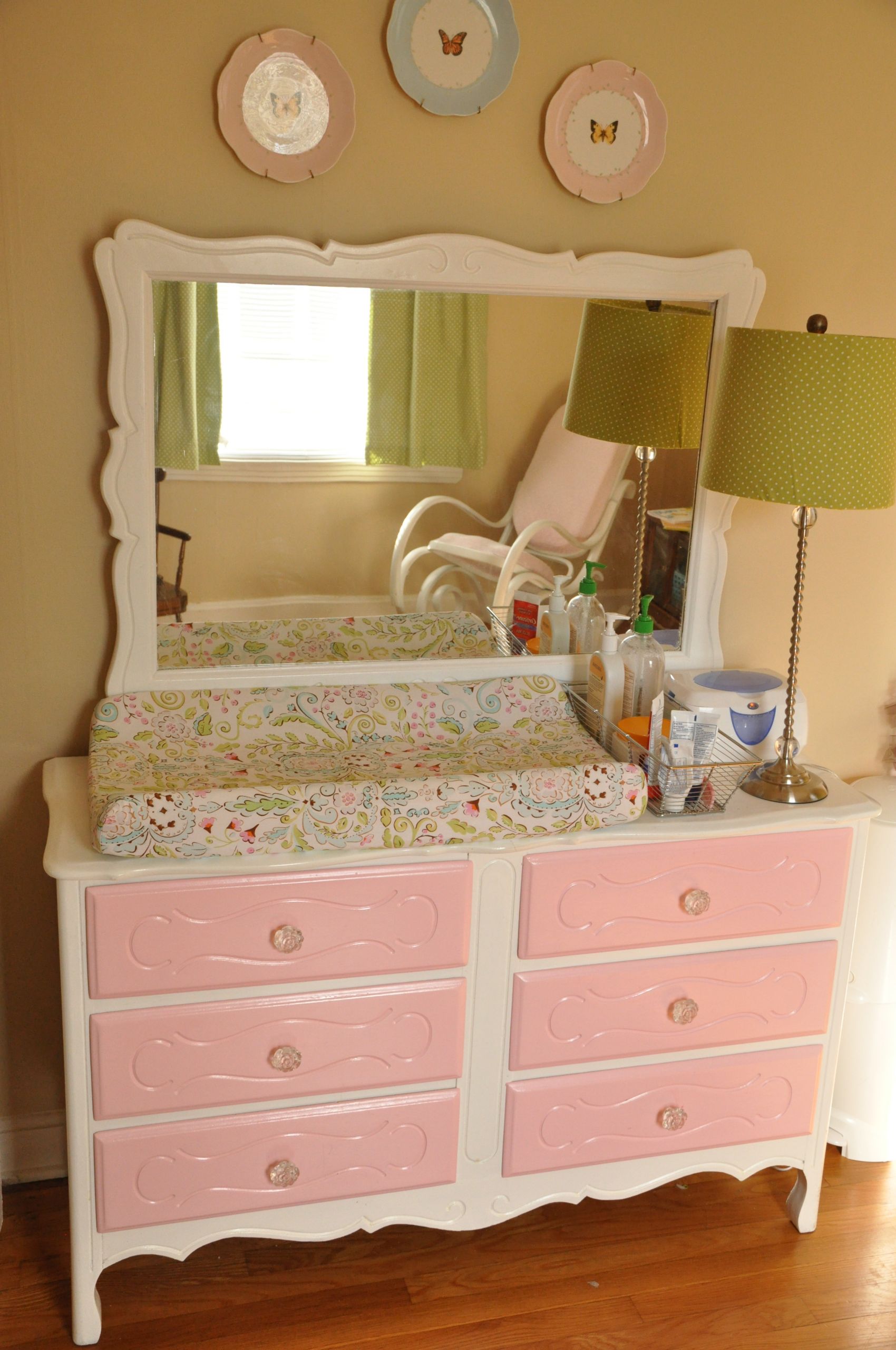 Dresser For Baby Room
 Baby Girl Nursery Dresser Changing Table Revamp