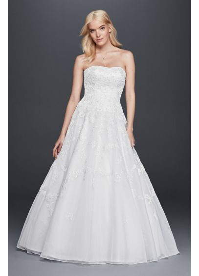 Drop Waist Wedding Gowns
 Strapless Lace Drop Waist Ball Gown Wedding Dress
