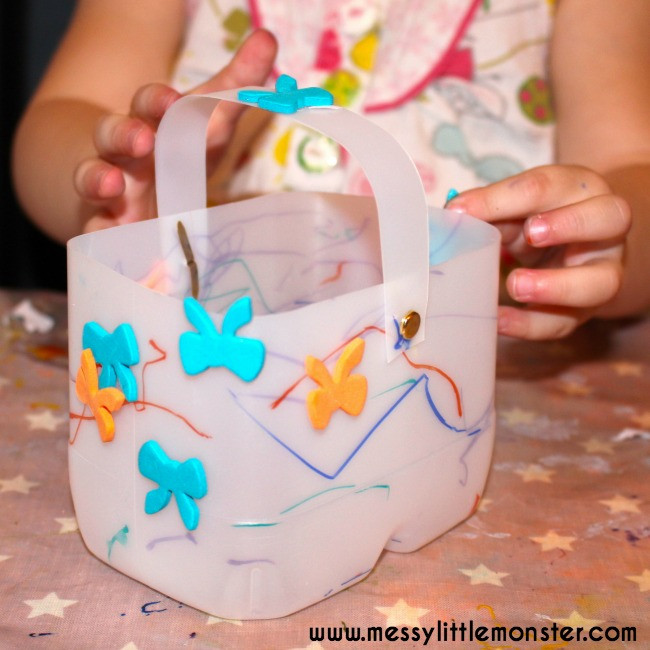 Easter Basket Craft Ideas For Preschoolers
 Plastic Bottle Easter Basket Messy Little Monster