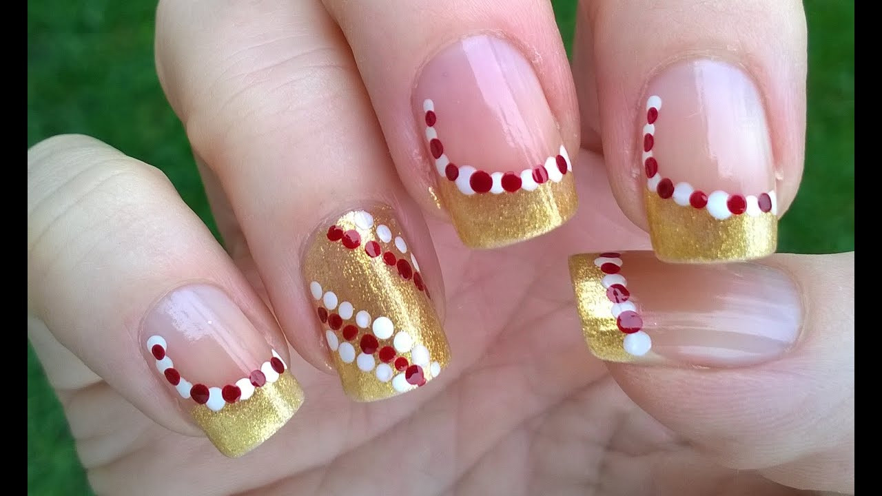 Easy Christmas Nail Designs
 Two easy CHRISTMAS nail art designs DIY Gold DOTTICURE