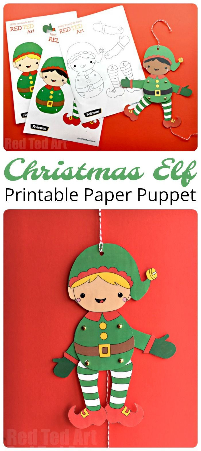 Easy Crafts And Free Printables For Xmas Cards For Kids To Make
 Easy Elf Paper Puppet for Christmas How CUTE are these