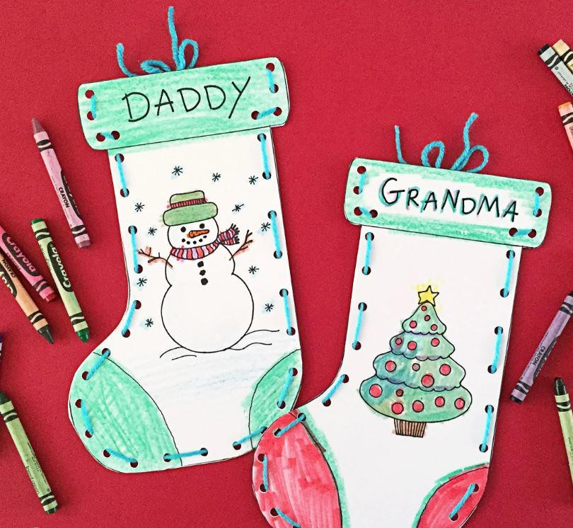 Easy Crafts And Free Printables For Xmas Cards For Kids To Make
 Free Printable Paper Stocking Craft for Kids