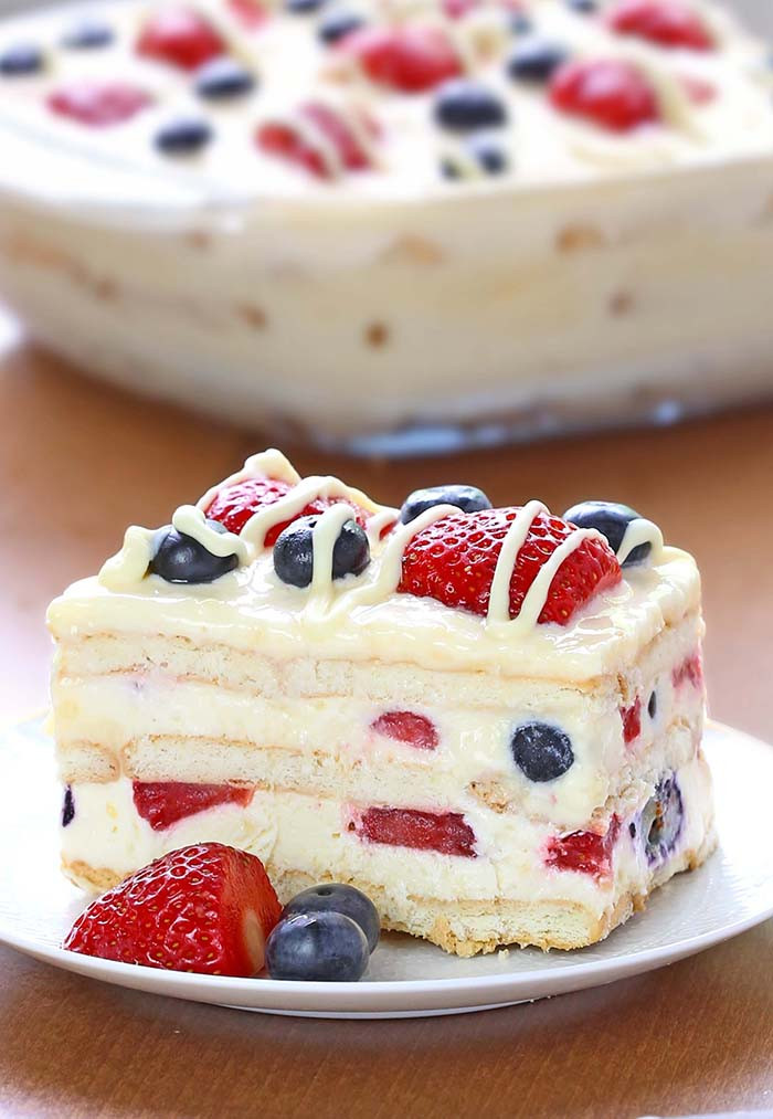 Easy Desserts Recipe No Bake
 No Bake Summer Berry Icebox Cake Cakescottage