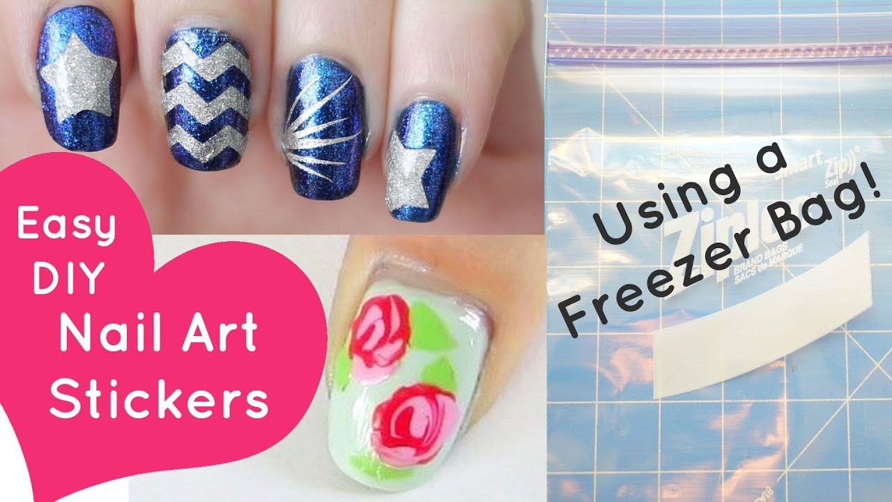 Easy Diy Nail Designs
 Easy DIY Nail Art Stickers Using a Freezer Bag