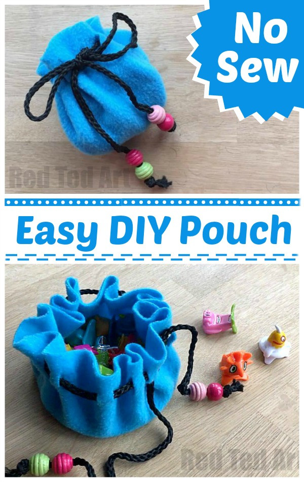 Easy Kids Project
 No Sew Pouch DIY Red Ted Art