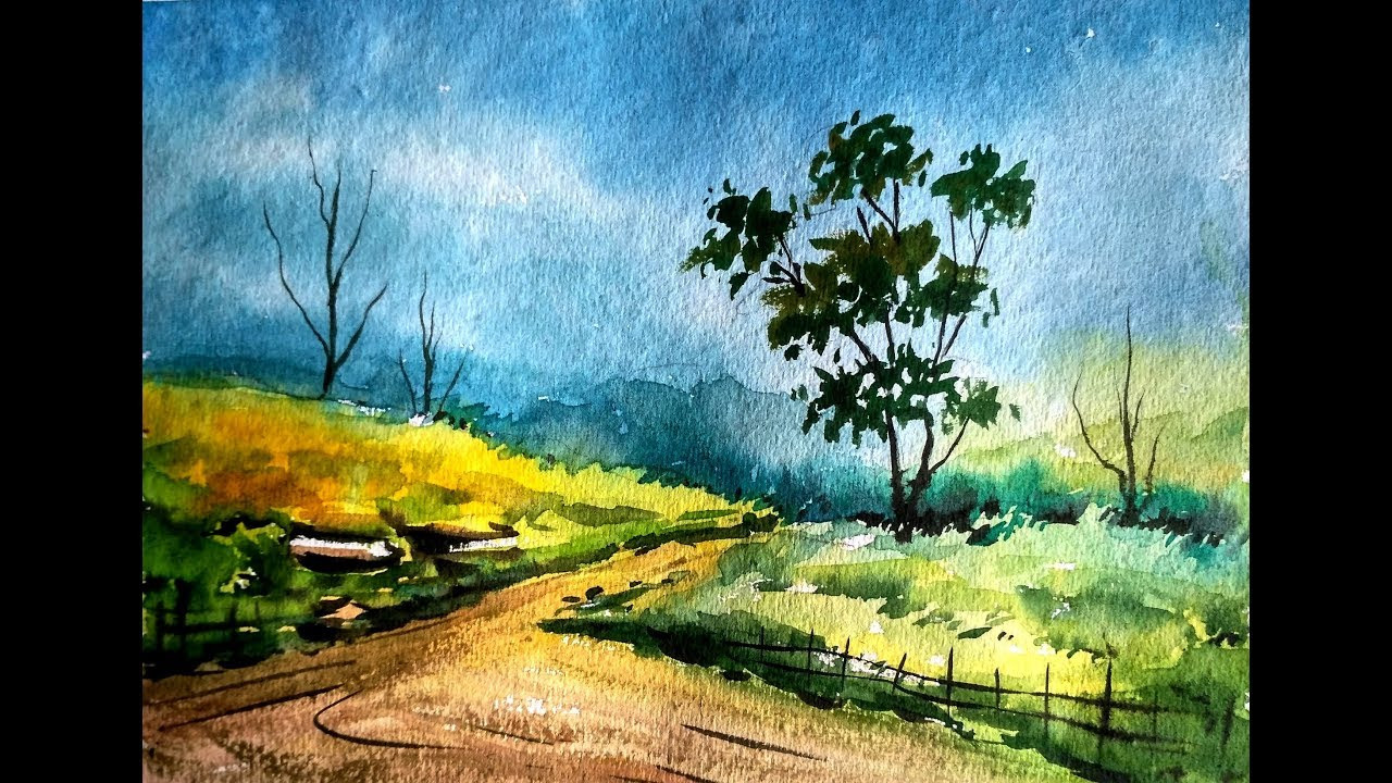 Easy Landscape Painting
 Simple Watercolor Landscape Painting for Beginners