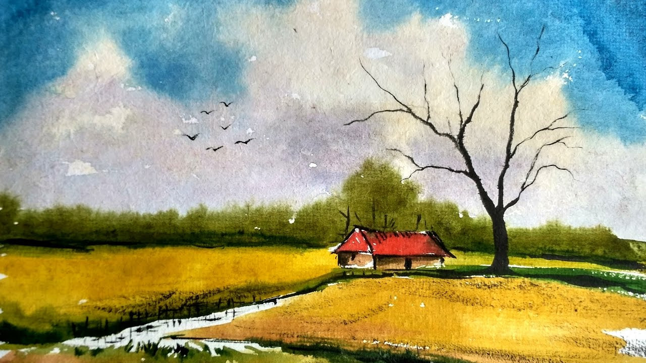 Easy Landscape Painting
 Simple landscape painting in Watercolor
