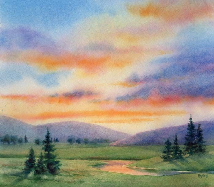 Easy Landscape Painting
 Easy Watercolor Paintings Daily Paintings EVENING