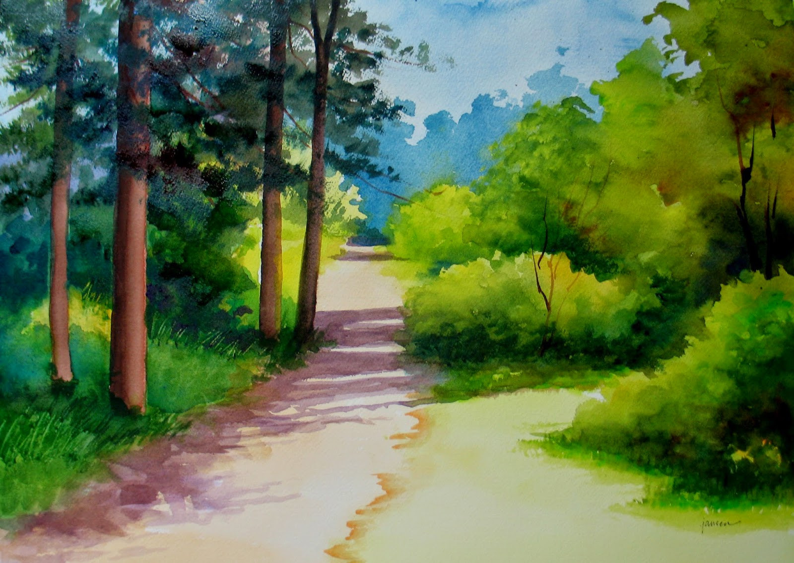Easy Landscape Painting
 Nel s Everyday Painting Watercolor Landscape SOLD