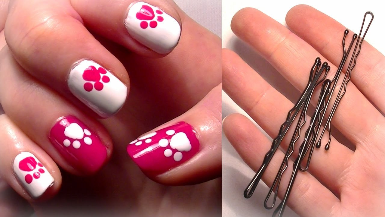 Easy Nail Designs
 HELLO KITTY Inspired Nails Using A Bobby Pin Easy