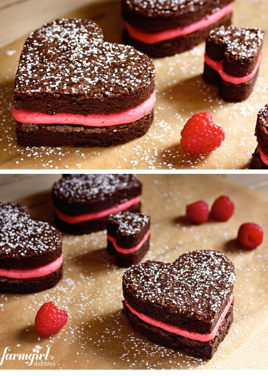 Easy Romantic Desserts For Two
 Fudgy Brownie Hearts with Fresh Raspberry Buttercream
