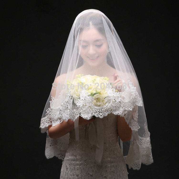 Elbow Length Wedding Veils
 2019 Elbow Length Lace Wedding Bridal Veils Tulle Veil for