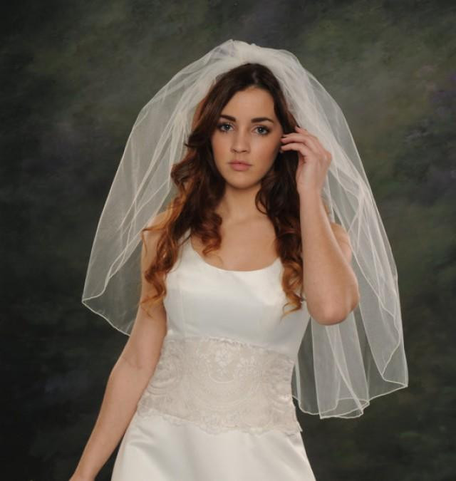 Elbow Length Wedding Veils
 e Layer Bridal Veil Elbow Length 42 Ivory Head Piece 1