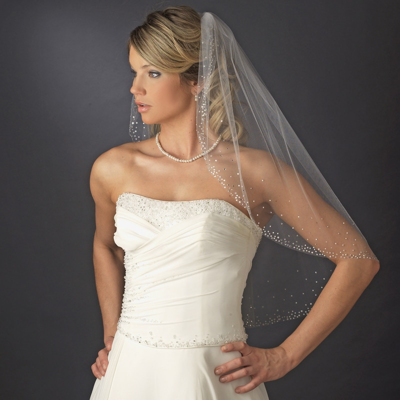 Elbow Length Wedding Veils
 Single Layer Elbow Length Bridal Veil with Scattered