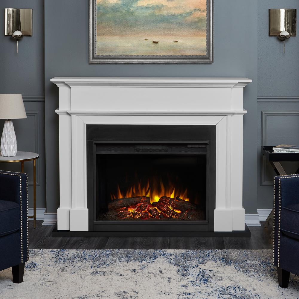 Electric Fireplace Picture
 Real Flame Harlan Grand 55 in Electric Fireplace in White