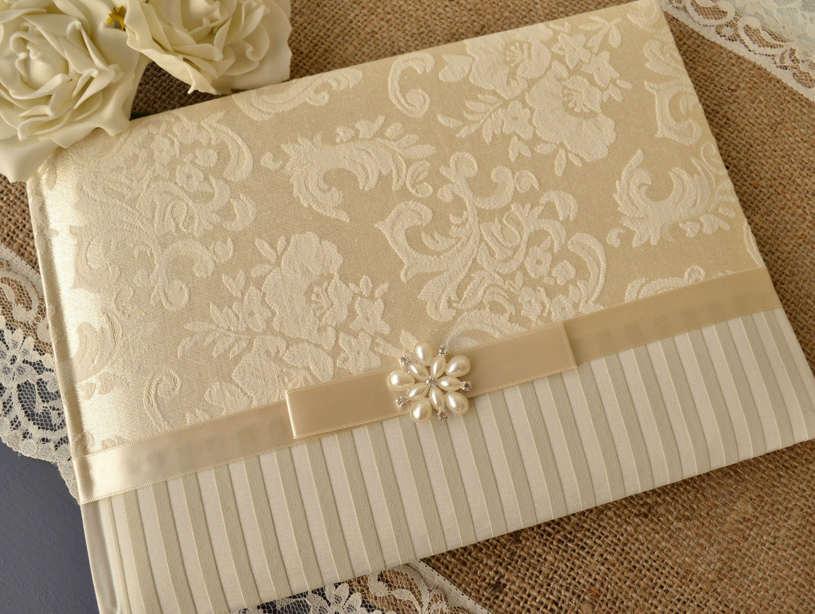 Elegant Wedding Guest Books
 Personalised Handmade Wedding Guest Book Elegant Ivory