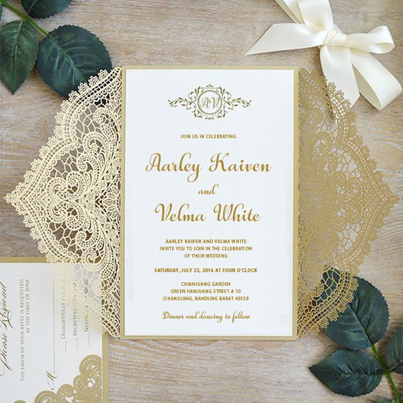 Elegant Wedding Invites Coupon
 Gold Lace Wedding Invitations Suite Elegant Laser Cut