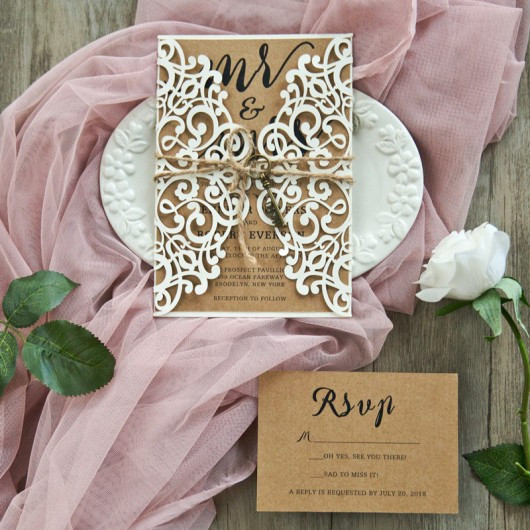 Elegant Wedding Invites Coupon
 elegant rustic laser cut wedding invitation set with