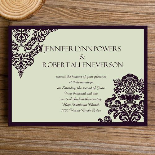 Elegant Wedding Invites Coupon
 vintage black damask wedding invitations with free rsvp