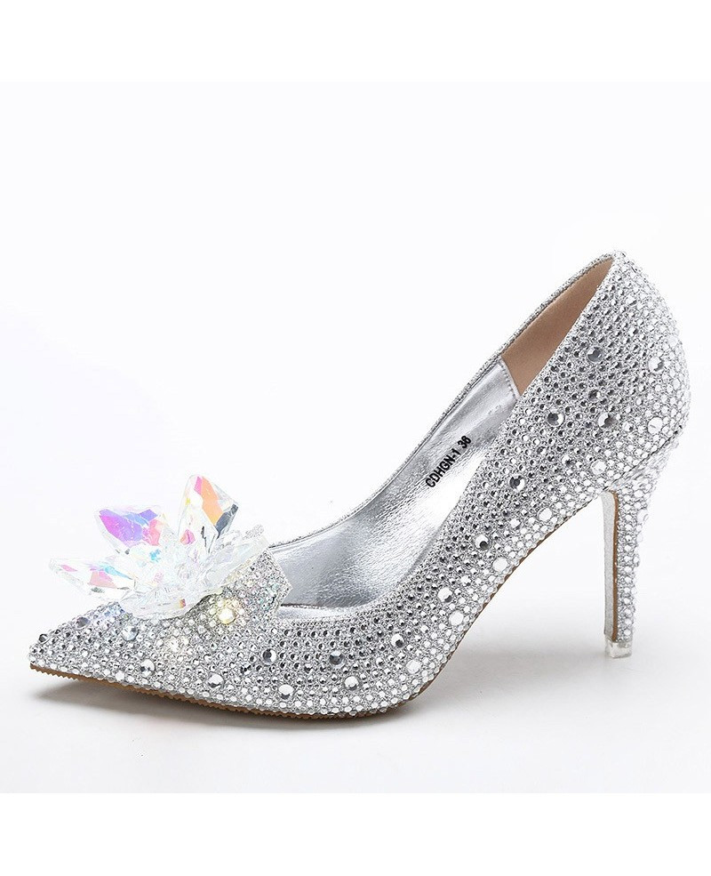 Elegant Wedding Shoes
 Elegant Bling Floral Wedding Shoes Silver For Brides ALA