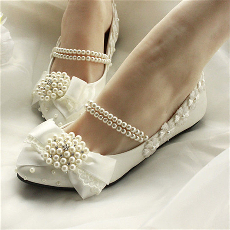 Elegant Wedding Shoes
 Elegant Lace Bride Wedding Shoes High Heel Low Heel Flat