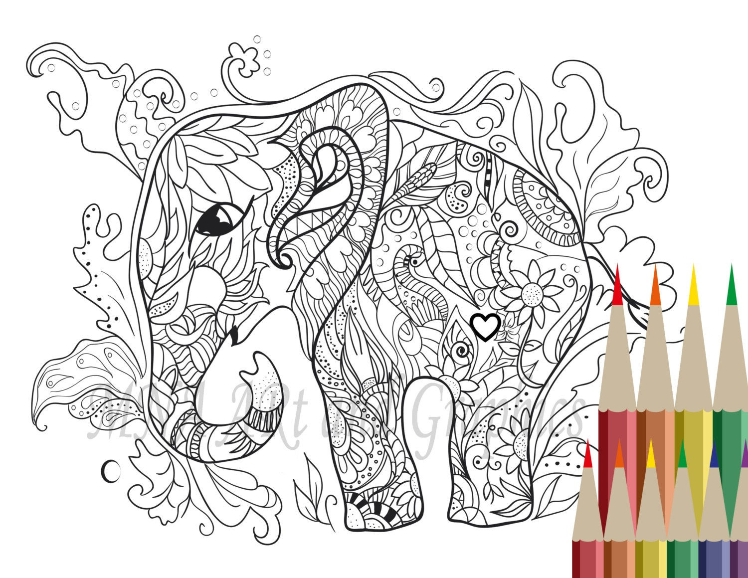 Elephant Adult Coloring Pages
 Elephant Coloring Page Adult Coloring Page by