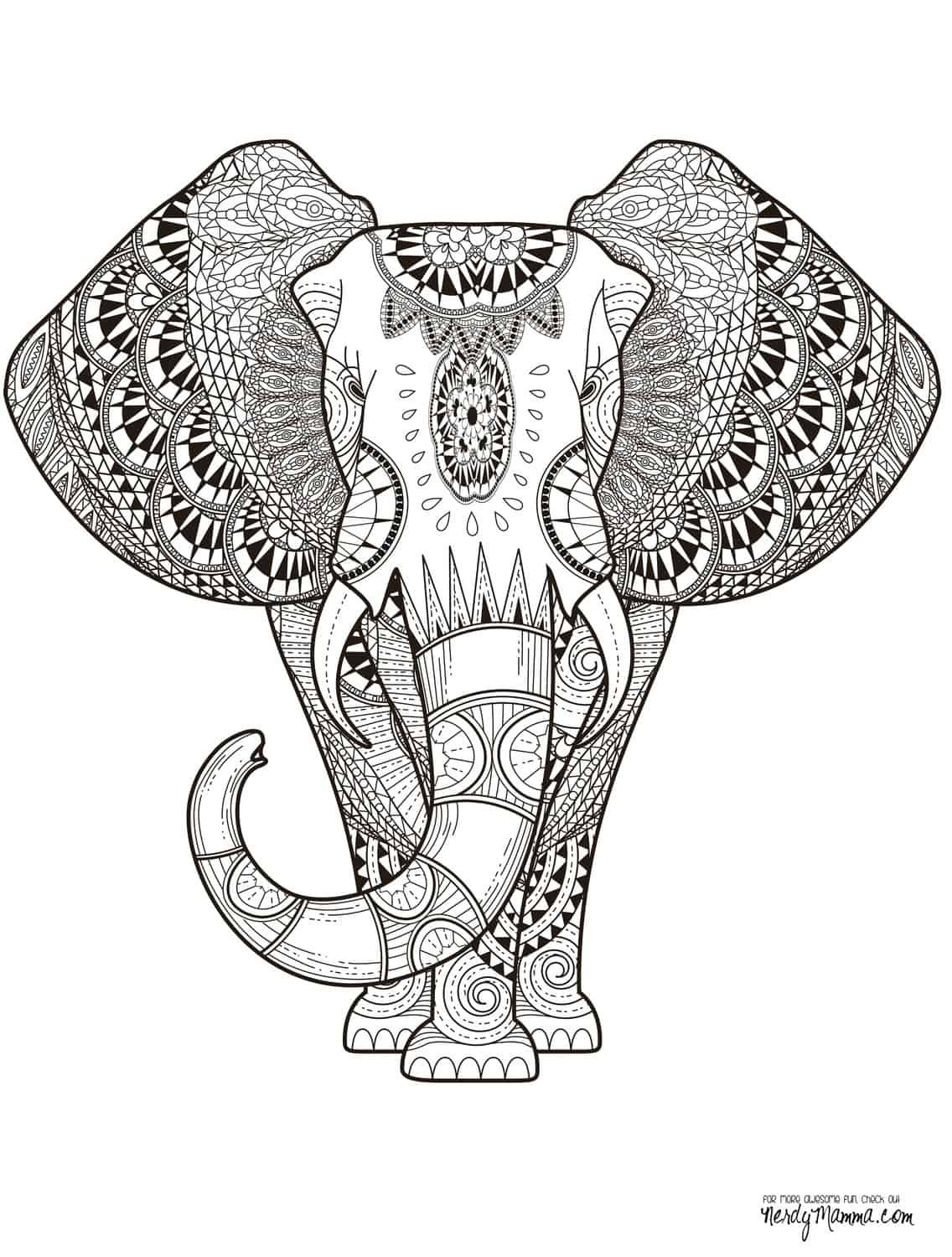Elephant Adult Coloring Pages
 Peinture et dessin on Pinterest