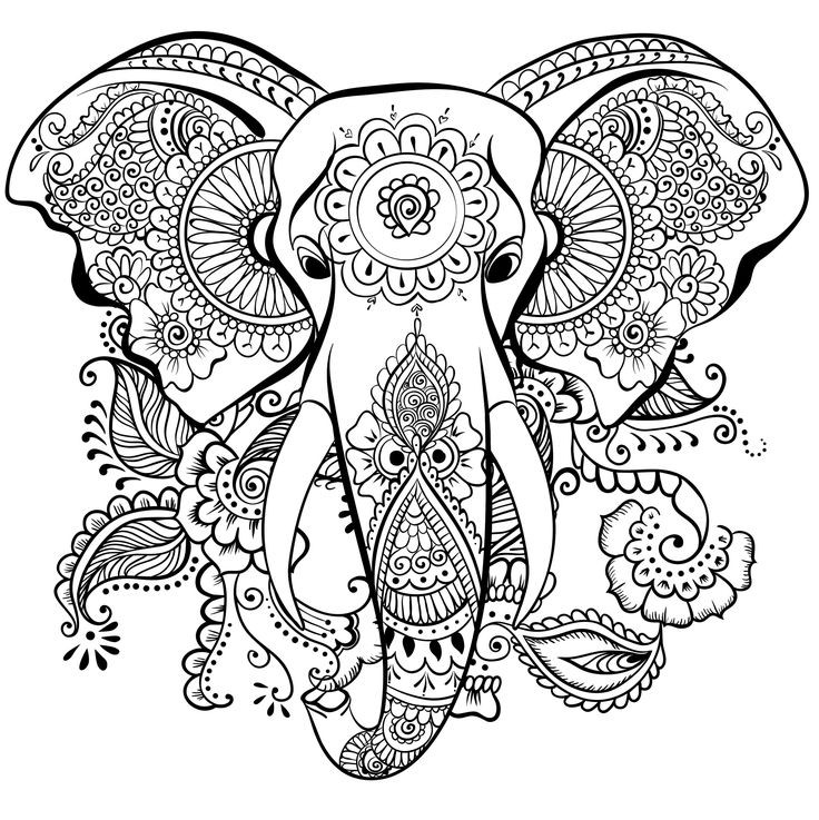 Elephant Adult Coloring Pages
 277 best images about My coloring pages on Pinterest
