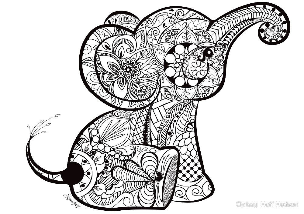 Elephant Adult Coloring Pages
 A better pic of the baby elephant doodle