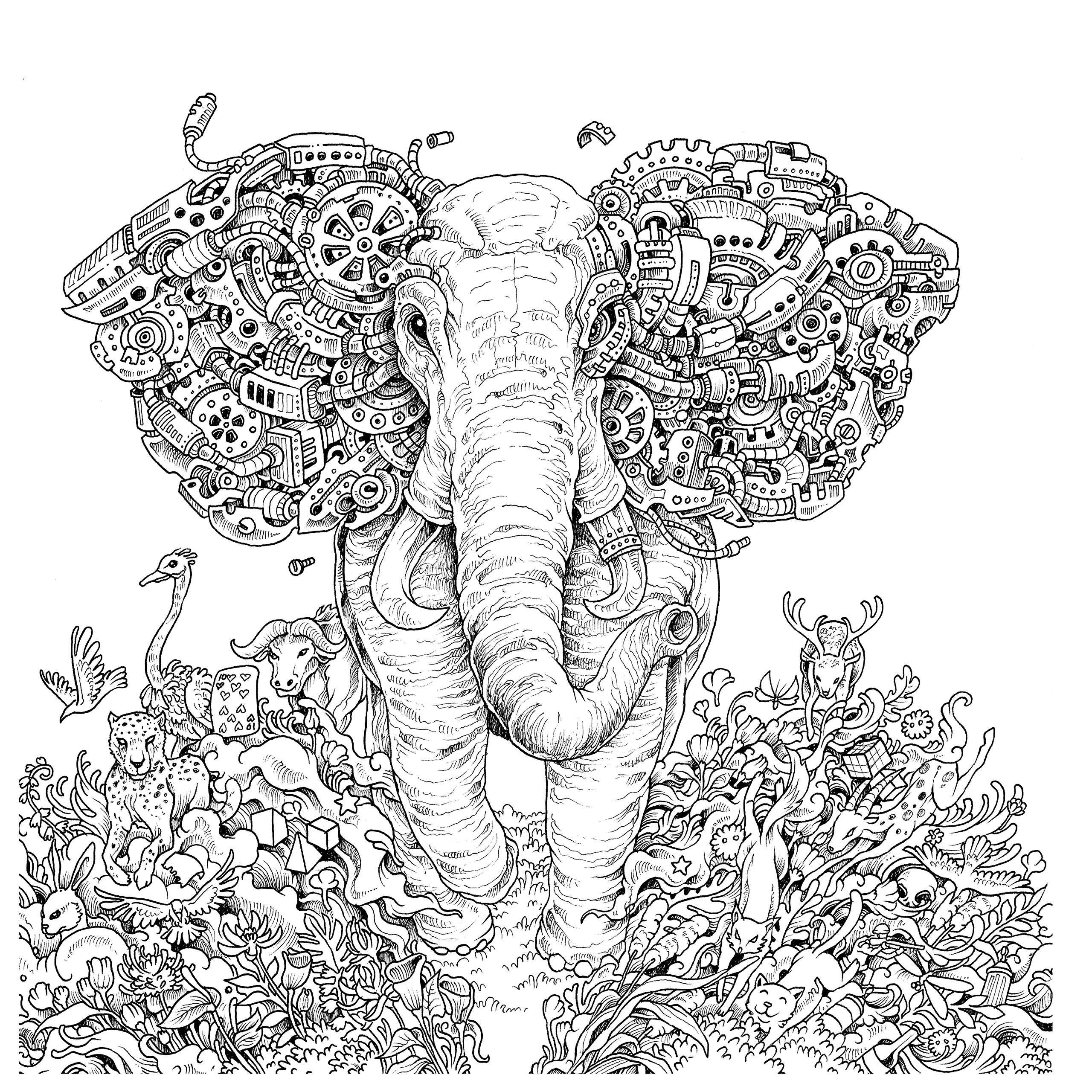 Elephant Adult Coloring Pages
 Adult Coloring Page Coloring Home