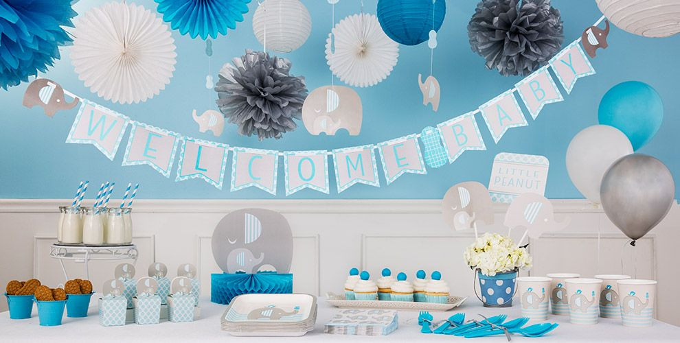 Elephant Decor For Baby Shower
 Blue Baby Elephant Baby Shower Party Supplies