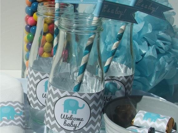 Elephant Decor For Baby Shower
 Elephant Baby Shower Decorations Party Package blue gray