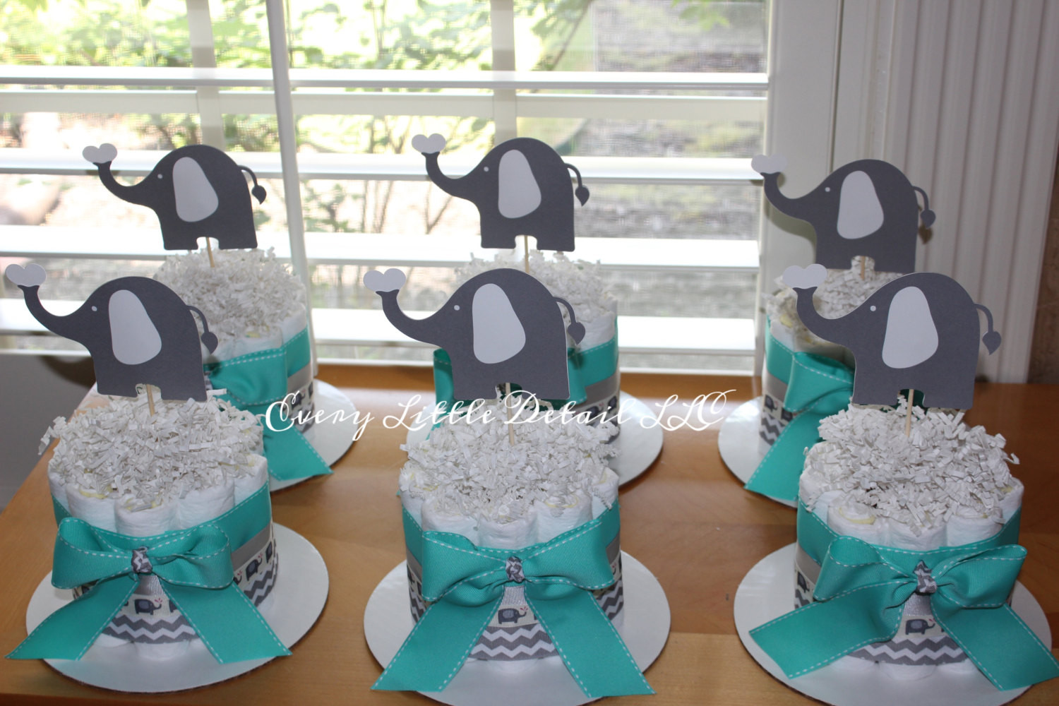 Elephant Decor For Baby Shower
 Elephant Mini Diaper Cake Bundle Elephant Theme Diaper Cake