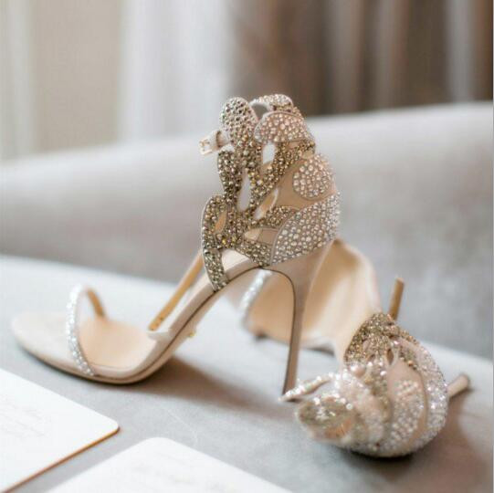 Embellished Wedding Shoes
 Elegant La s Sandals Bling Bling Crystal Embellished