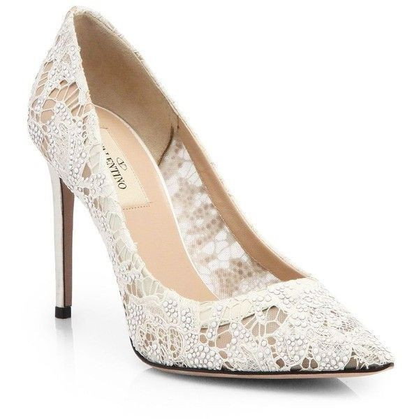 Embellished Wedding Shoes
 Valentino Crystal Coated Embellished Lace Pumps Wedding
