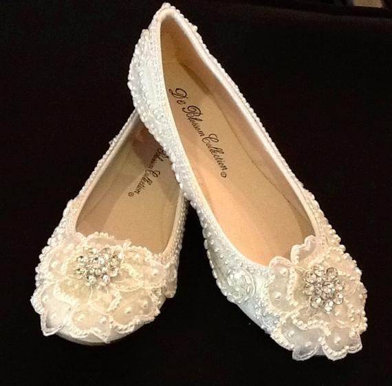 Embellished Wedding Shoes
 Wedding Shoes Bridal Flats Beaded Rhinestones Hand Embellished
