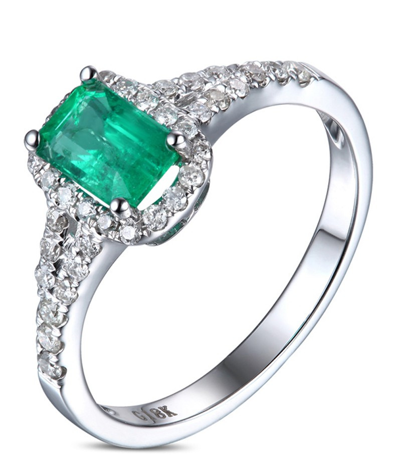 Emerald And Diamond Wedding Band
 1 50 Carat Emerald and Diamond Halo Engagement Ring in