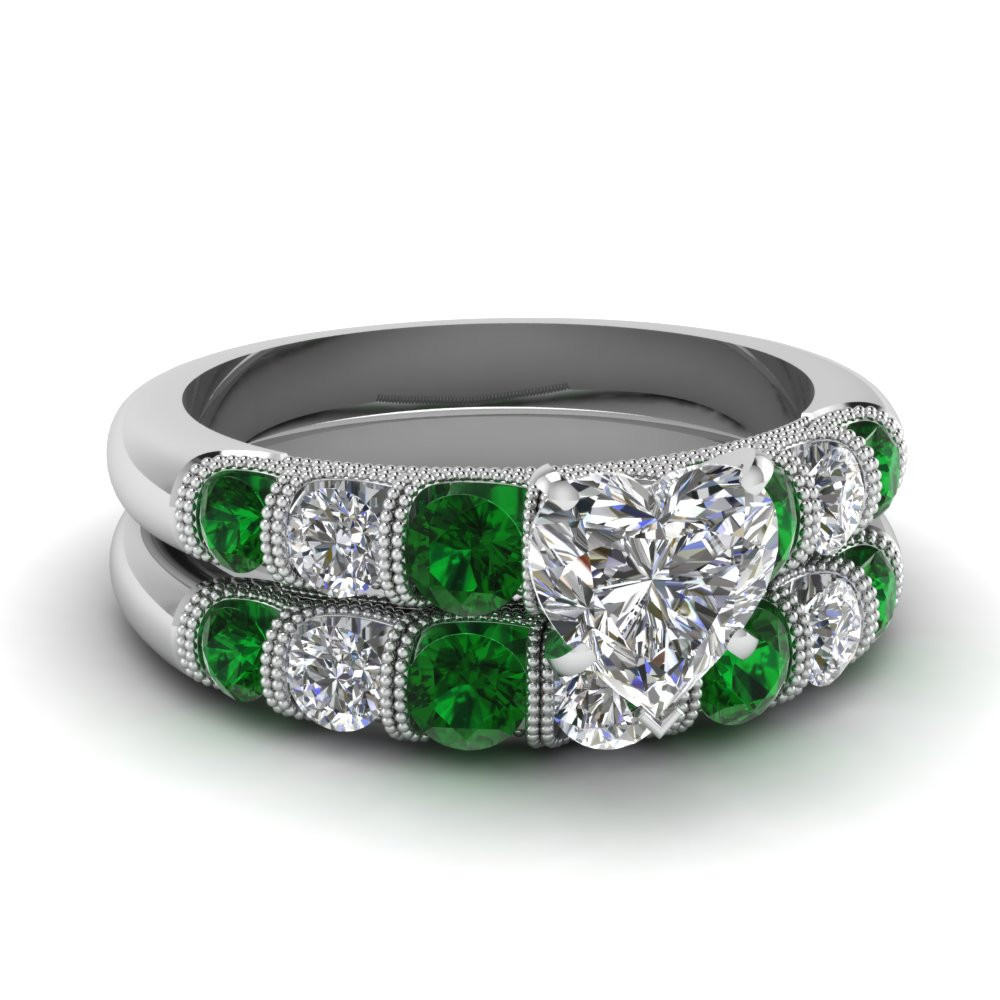 Emerald And Diamond Wedding Band
 Buy Emerald Wedding Ring Sets line