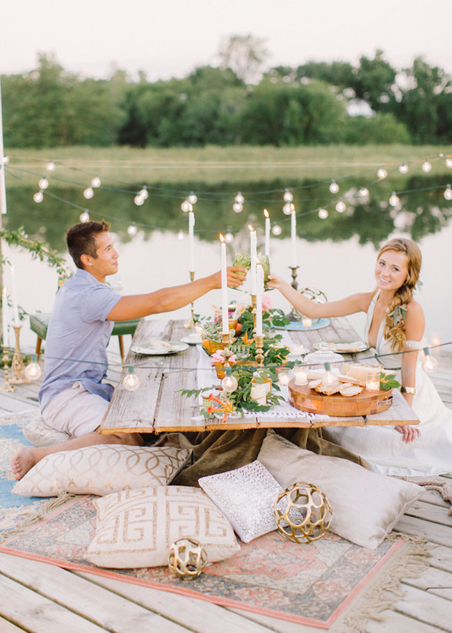 Engagement Dinner Party Ideas
 A Romantic Dinner Proposal Down by the Water Green