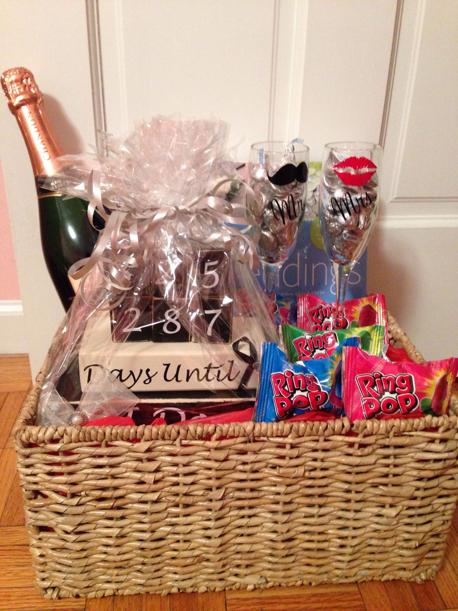 Engagement Gift Ideas For Couple
 engagement t basket champagne glasses countdown to