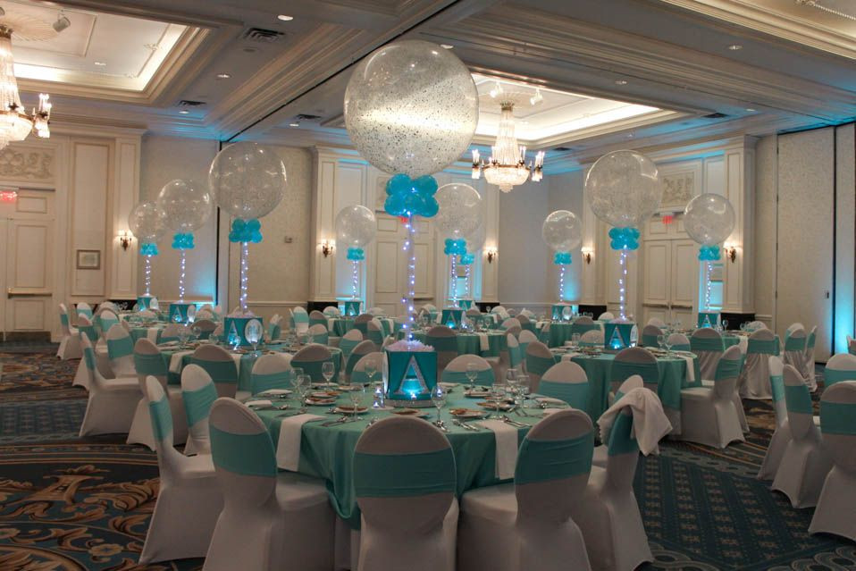Engagement Party Ideas Nj
 Tiffany Colored Bat Mitzvah Decor with Sparkle Balloon