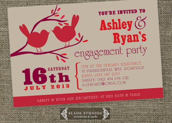 Engagement Party Invitation Ideas
 Love Birds engagement party invitation Unique engagement and